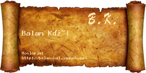 Balan Kál névjegykártya